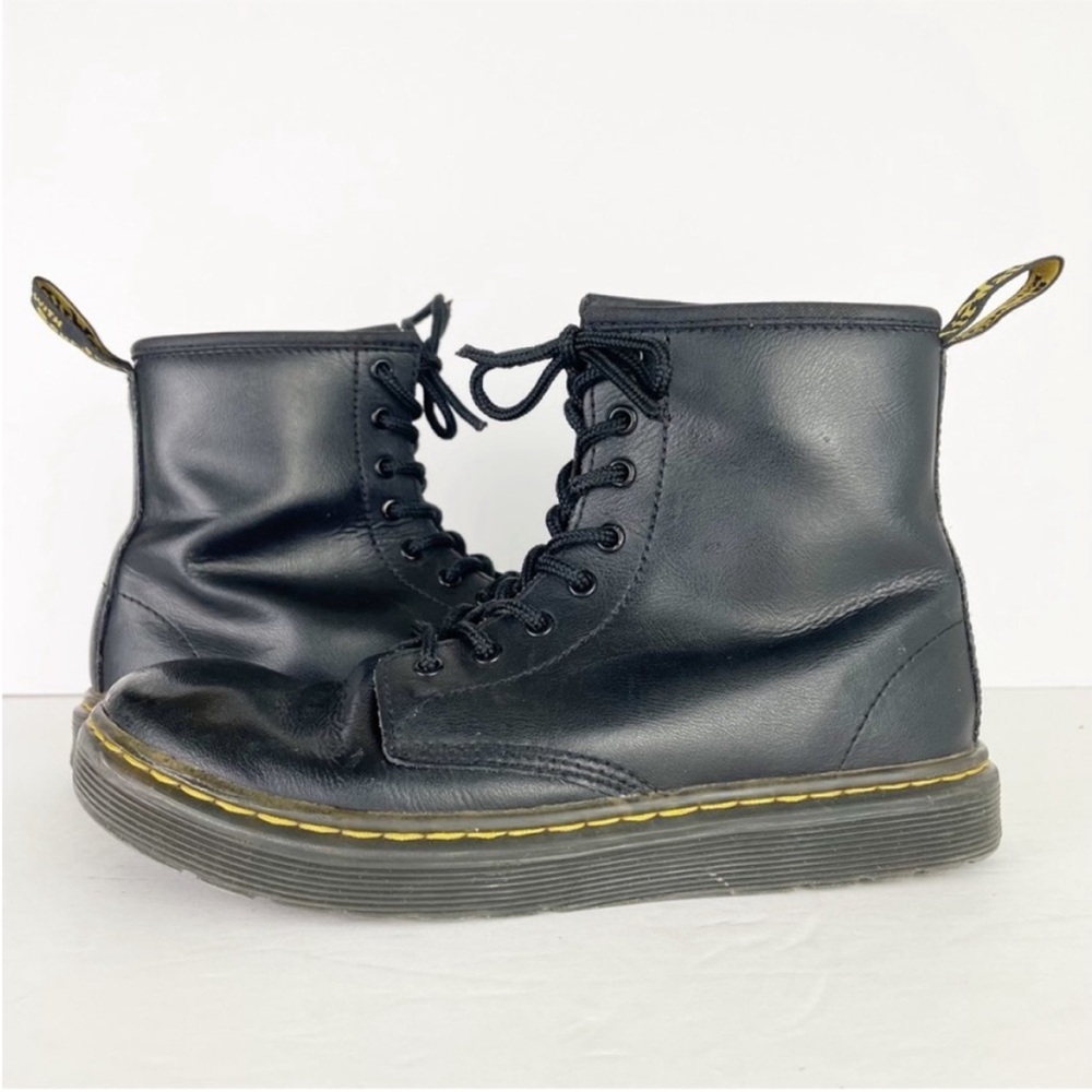 Dr Martens Zavala Combat Black Leather Side Zip Lace Up Moto Boots EU 36 US 5
